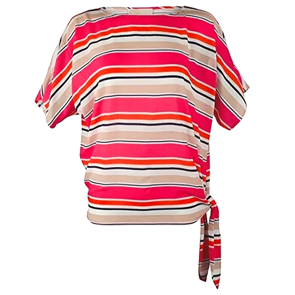 Like New MICHAEL KORS Women's Sporty Striped Side Tie top~Medium~ - Picture 1 of 16